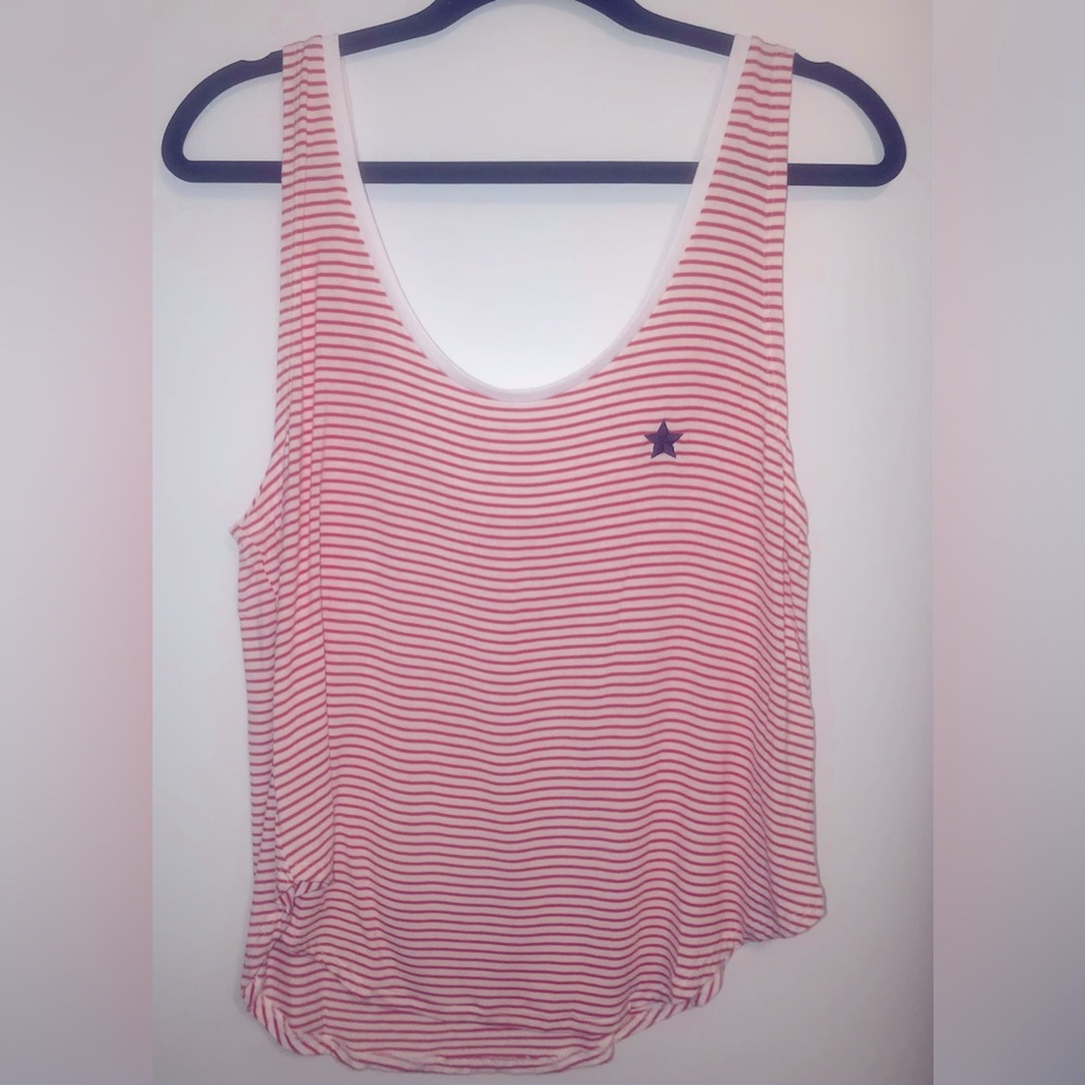 T Bar x Cotton On Relaxed Fit Tank Top M Red White‎ Stripe Blue Star M